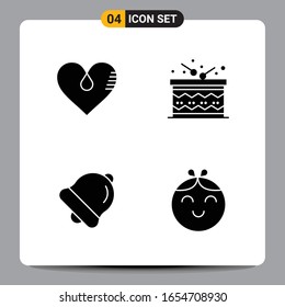 4 Símbolos de glifo de icono negro Señales para diseños de fondo blanco. Juego de 4 iconos.