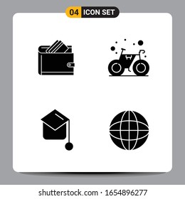 4 Black Icon Pack Glyph Symbols Signs for Responsive designs on white background. 4 Icons Set.