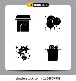4 Black Icon Pack Glyph Symbols Signs for Responsive designs on white background. 4 Icons Set.