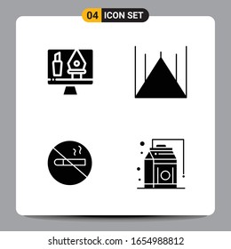 4 Black Icon Pack Glyph Symbols Signs for Responsive designs on white background. 4 Icons Set.