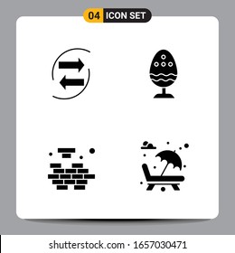 4 Black Icon Pack Glyph Symbole Zeichen für Responsive Designs auf weißem Hintergrund. 4 Symbole Set.