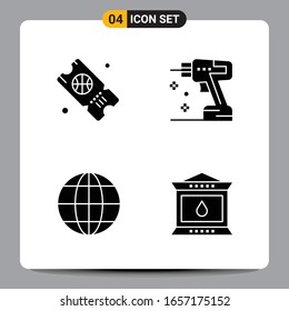 4 Black Icon Pack Glyph Symbols Signs for Responsive designs on white background. 4 Icons Set.