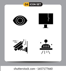 4 Símbolos de glifo de icono negro Señales para diseños de fondo blanco. Juego de 4 iconos.