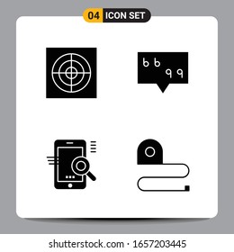 4 Símbolos de glifo de icono negro Señales para diseños de fondo blanco. Juego de 4 iconos.
