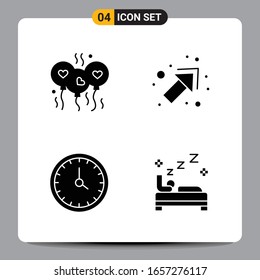 4 Símbolos de glifo de icono negro Señales para diseños de fondo blanco. Juego de 4 iconos.