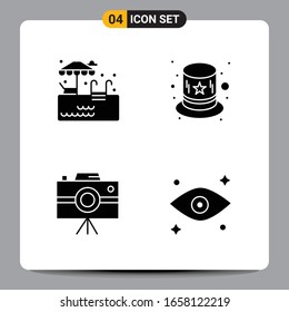 4 Símbolos de glifo de icono negro Señales para diseños de fondo blanco. Juego de 4 iconos.