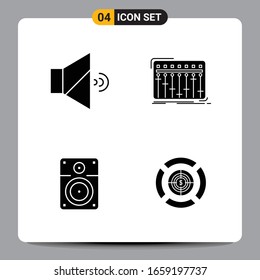 4 Black Icon Pack Glyph Symbols Signs for Responsive designs on white background. 4 Icons Set.