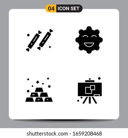 4 Black Icon Pack Glyph Symbols Signs for Responsive designs on white background. 4 Icons Set.