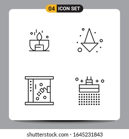 4 Black Icon Pack Outline Symbols Signs for Responsive designs on white background. 4 Icons Set.