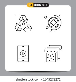 4 Black Icon Pack Outline Symbole Zeichen für Responsive Designs auf weißem Hintergrund. 4 Symbole Set.