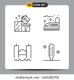 4 Símbolos de esquema del paquete de iconos negros Señales para diseños de fondo blanco. Juego de 4 iconos.