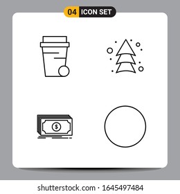 4 Black Icon Pack Outline Symbols Signs for Responsive designs on white background. 4 Icons Set.