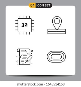 4 Black Icon Pack Outline Symbols Signs for Responsive designs on white background. 4 Icons Set.