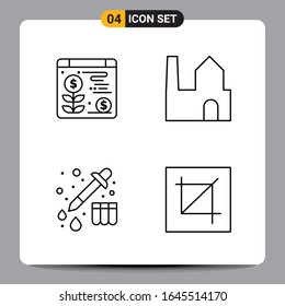 4 Black Icon Pack Outline Symbols Signs for Responsive designs on white background. 4 Icons Set.