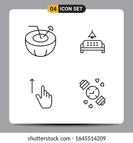 4 Black Icon Pack Outline Symbols Signs for Responsive designs on white background. 4 Icons Set.