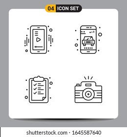 4 Símbolos de esquema del paquete de iconos negros Señales para diseños de fondo blanco. Juego de 4 iconos.