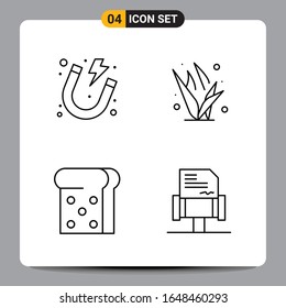 4 Símbolos de esquema del paquete de iconos negros Señales para diseños de fondo blanco. Juego de 4 iconos.