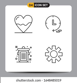 4 Símbolos de esquema del paquete de iconos negros Señales para diseños de fondo blanco. Juego de 4 iconos.
