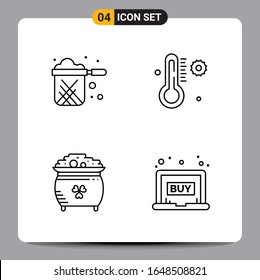 4 Black Icon Pack Outline Symbols Signs for Responsive designs on white background. 4 Icons Set.