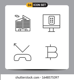 4 Black Icon Pack Outline Symbole Zeichen für Responsive Designs auf weißem Hintergrund. 4 Symbole Set.