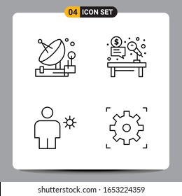 4 Black Icon Pack Outline Symbols Signs for Responsive designs on white background. 4 Icons Set.