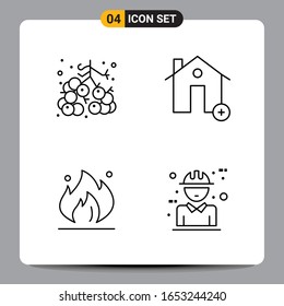 4 Black Icon Pack Outline Symbols Signs for Responsive designs on white background. 4 Icons Set.
