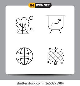 4 Símbolos de esquema del paquete de iconos negros Señales para diseños de fondo blanco. Juego de 4 iconos.
