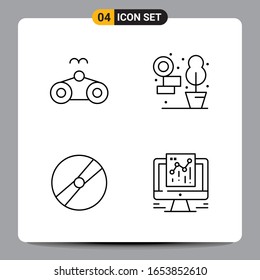 4 Símbolos de esquema del paquete de iconos negros Señales para diseños de fondo blanco. Juego de 4 iconos.