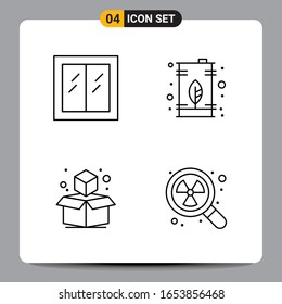 4 Símbolos de esquema del paquete de iconos negros Señales para diseños de fondo blanco. Juego de 4 iconos.