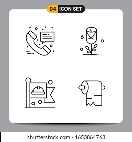 4 Símbolos de esquema del paquete de iconos negros Señales para diseños de fondo blanco. Juego de 4 iconos.