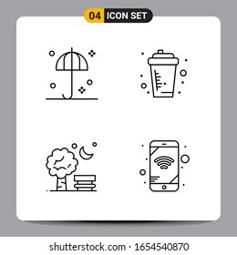 4 Símbolos de esquema del paquete de iconos negros Señales para diseños de fondo blanco. Juego de 4 iconos.