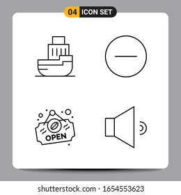 4 Black Icon Pack Outline Symbole Zeichen für Responsive Designs auf weißem Hintergrund. 4 Symbole Set.