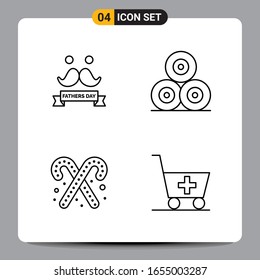 4 Black Icon Pack Outline Symbols Signs for Responsive designs on white background. 4 Icons Set.