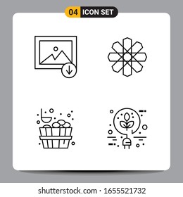 4 Black Icon Pack Outline Symbols Signs for Responsive designs on white background. 4 Icons Set.