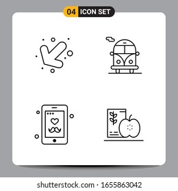 4 Black Icon Pack Outline Symbols Signs for Responsive designs on white background. 4 Icons Set.