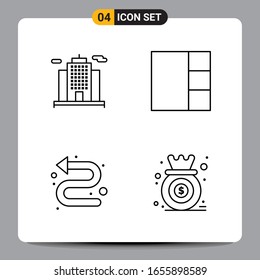 4 Símbolos de esquema del paquete de iconos negros Señales para diseños de fondo blanco. Juego de 4 iconos.