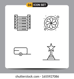 4 Black Icon Pack Outline Symbols Signs for Responsive designs on white background. 4 Icons Set.