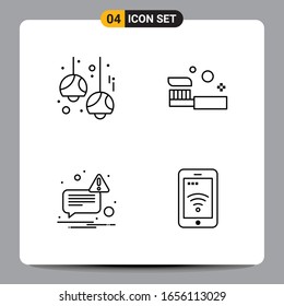 4 Black Icon Pack Outline Symbols Signs for Responsive designs on white background. 4 Icons Set.
