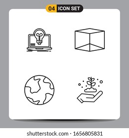 4 Black Icon Pack Outline Symbols Signs for Responsive designs on white background. 4 Icons Set.