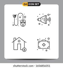 4 Símbolos de esquema del paquete de iconos negros Señales para diseños de fondo blanco. Juego de 4 iconos.