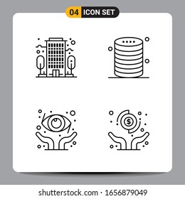 4 Símbolos de esquema del paquete de iconos negros Señales para diseños de fondo blanco. Juego de 4 iconos.