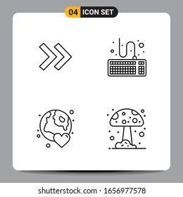 4 Símbolos de esquema del paquete de iconos negros Señales para diseños de fondo blanco. Juego de 4 iconos.