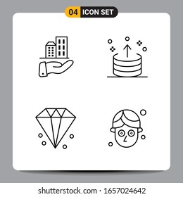 4 Símbolos de esquema del paquete de iconos negros Señales para diseños de fondo blanco. Juego de 4 iconos.