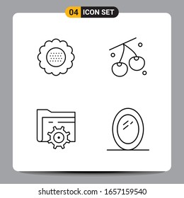 4 Black Icon Pack Outline Symbols Signs for Responsive designs on white background. 4 Icons Set.