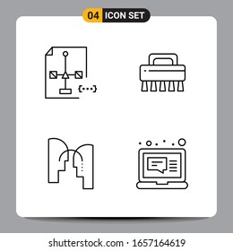 4 Black Icon Pack Outline Symbols Signs for Responsive designs on white background. 4 Icons Set.