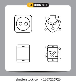 4 Símbolos de esquema del paquete de iconos negros Señales para diseños de fondo blanco. Juego de 4 iconos.