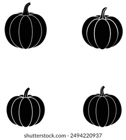 4 black pumpkin silhouette vector illustration