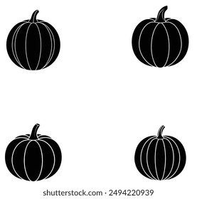 4 black pumpkin silhouette vector illustration
