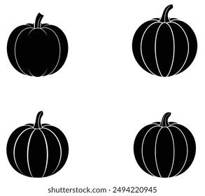4 Ilustración vectorial de silueta de calabaza negra