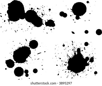 4 Black Splats (Isolated Vectors)  Background is transparent so they can be overlaid on other Illustrations or Images.